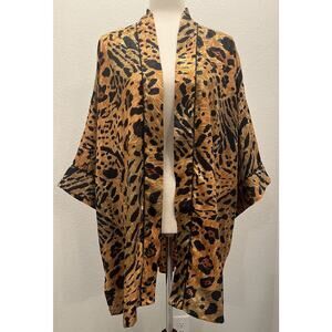 Vintage 1990's Victoria's Secret Gold Label Satin Leopard Print Kimono O/S